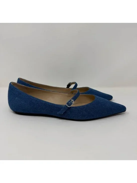 New Stuart Weitzman Emilia Mary Jane Ballerina Flats Denim Sz 8 - Picture 3 of 14